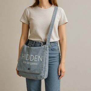 Hidden Los Angeles Light Wash Denim Messenger Bag One Size Boho Casual Urban Str